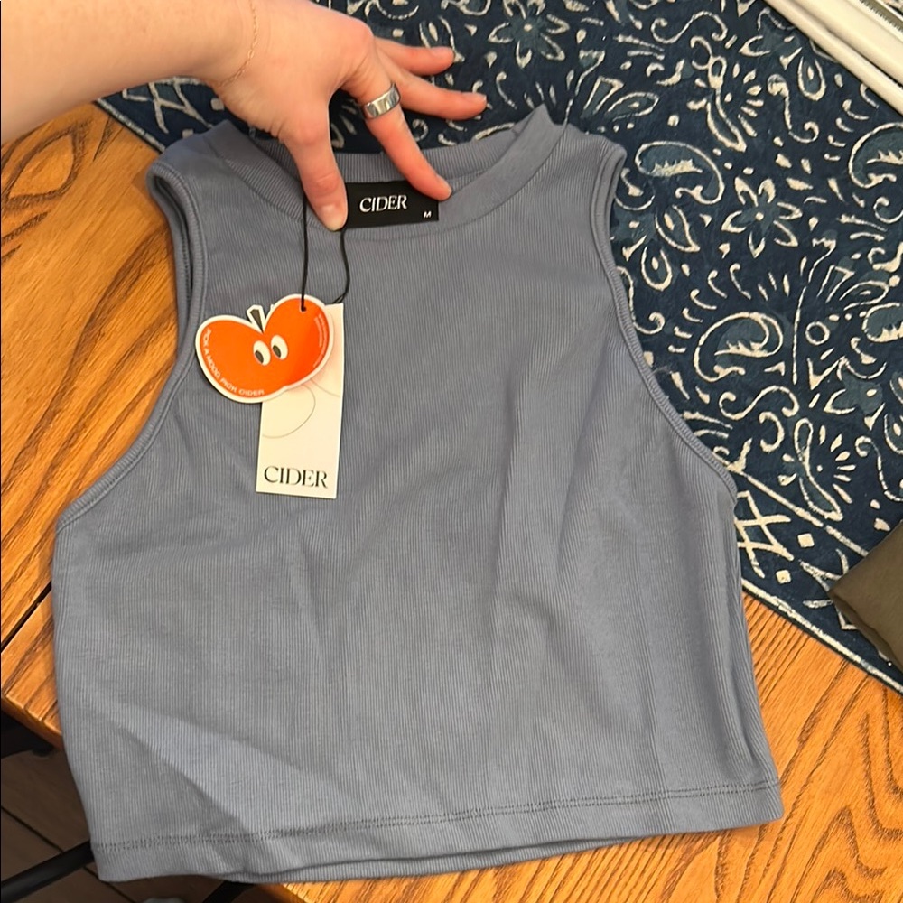 Cider Blue Sleeveless Crop Top NWT